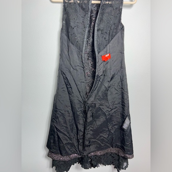 &ML Monique Lhuillier Facade Sheath black lace brocade sz 0 *flawed inside - Picture 15 of 16